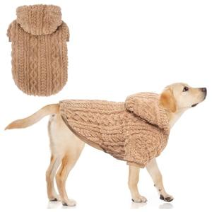 KOOLTAIL Fleece Dog Sweater Hoodie for Small Medium Large Dogs - Super Soft Fall Dog Clothes Sweatshirt with Leash Hole, Warm Winter Cold Weather Pet Coat for Puppy Cats Girl/Boy Male/Female Beige L