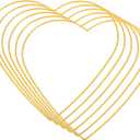 PATIKIL 9.8" Heart Dream Catcher Rings, 6 Pcs Metal Macrame Wreath Floral Ring Hoop for Home Car DIY Craft Wedding Wall Hanging Decorations, Gold Tone