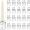 Candle Holder Glass Candlestick Holders: Hewory 20PCS Clear Taper Candle Holders Bulk for Table Centerpiece, Glass Candle Holder Candle Stick Holder Decor for Christmas Wedding Party Bridal Showers