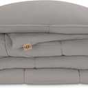 UGG Leonora Comforter Set with 1 Pillow Sham Lightweight Down Alternative Reversible All Season Washable and Hypoallergenic Bedding for College Apartment or Dorm Essentials, Twin/Twin XL, Light Grey (Silver)