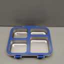 Stainless Steel Bento Box for Kids Adults with Silicone Container, Leak Proof 4 Compartments Metal Lunch Box, Removable Silicone Seal & Clear Lid Food Container for School Office, BPA-Free(Blue)