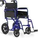 Medline Basic Aluminum Transport Chair, Lightweight Folding Transport Wheelchair with Swing-Back Arms, 12" Wheels, Blue