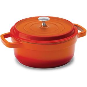 Hercules by Mundial, Cast-Aluminum Dutch Oven Pot with Lid & Handles, All Stove types, Oven-Safe Casserole Cookware with Nonstick Enamel, Orange 26L