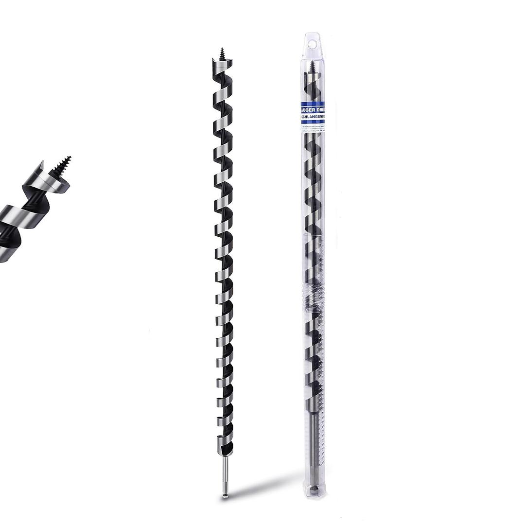 1-1/8 inch X 31.5 inch Auger Bit for Wood, 28x800mm Extra Long Auger Drill Bit for Wood,3/8 inch Hex Shank