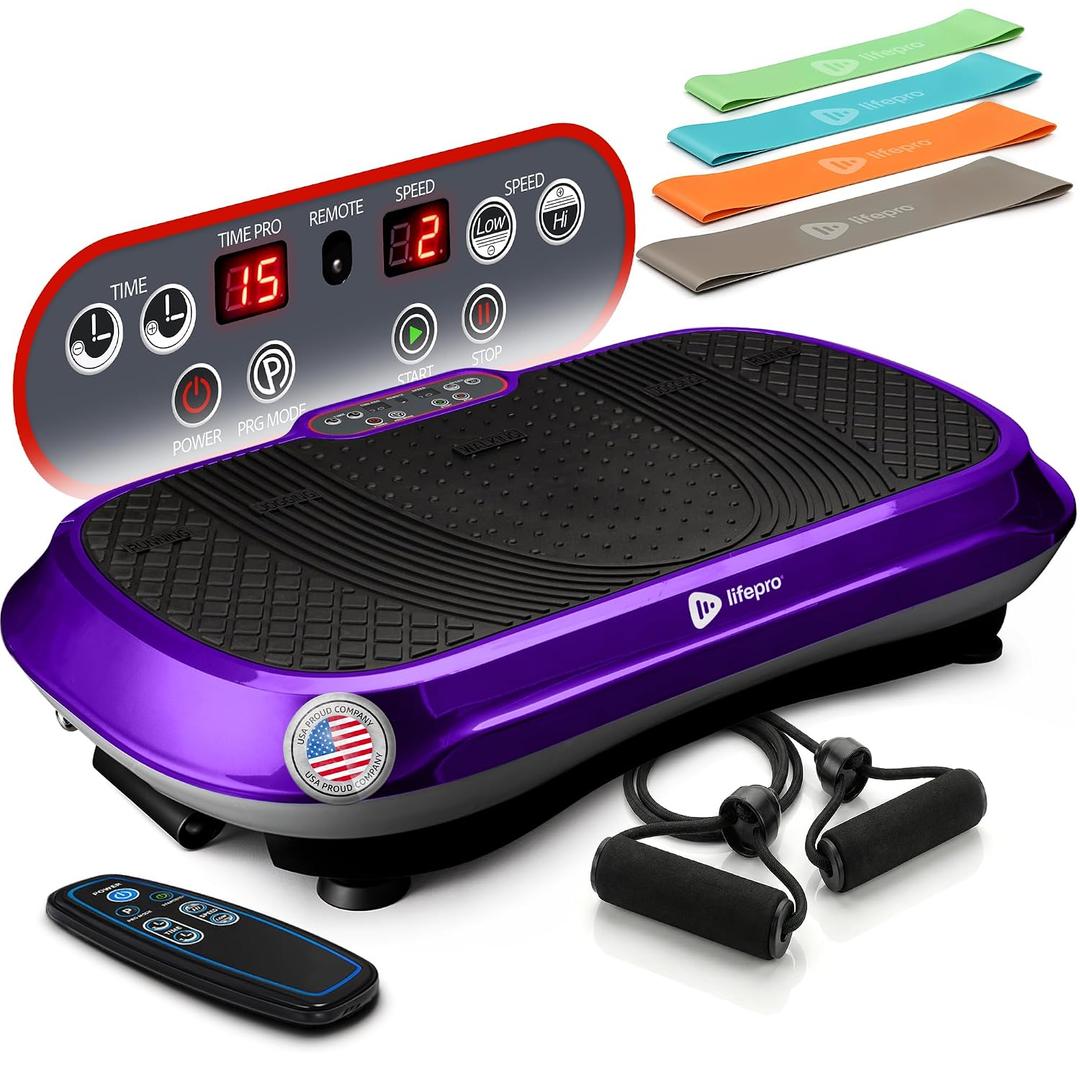 Lifepro Waver Vibration Plate Exercise Machine High-Intensity Vibration Plate for Lymphatic Drainage Full-Body Workout Vibrating Platform with Loop Bands Fitness Equipment for Strength & Toning