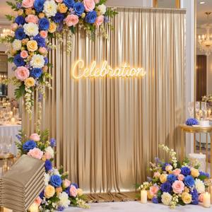 30ftx10ft Shimmer Champagne Sequin Backdrop Curtain for Parties, Wrinkle Free Glitter Sparking Backdrop Drapes Photo Back Drop Cloth for Wedding Birthday Photography Background -6 Panels 5x10ft