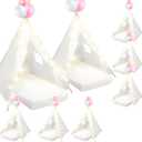 8 Pack Sleepover Tent for Girls Party, Teepee Tent for Kids Slumber Party Bulk with Light String, Air Mattress, Fitted Sheet, Washable Natural Cotton Toddler Teepee Indoor Outdoor (White)