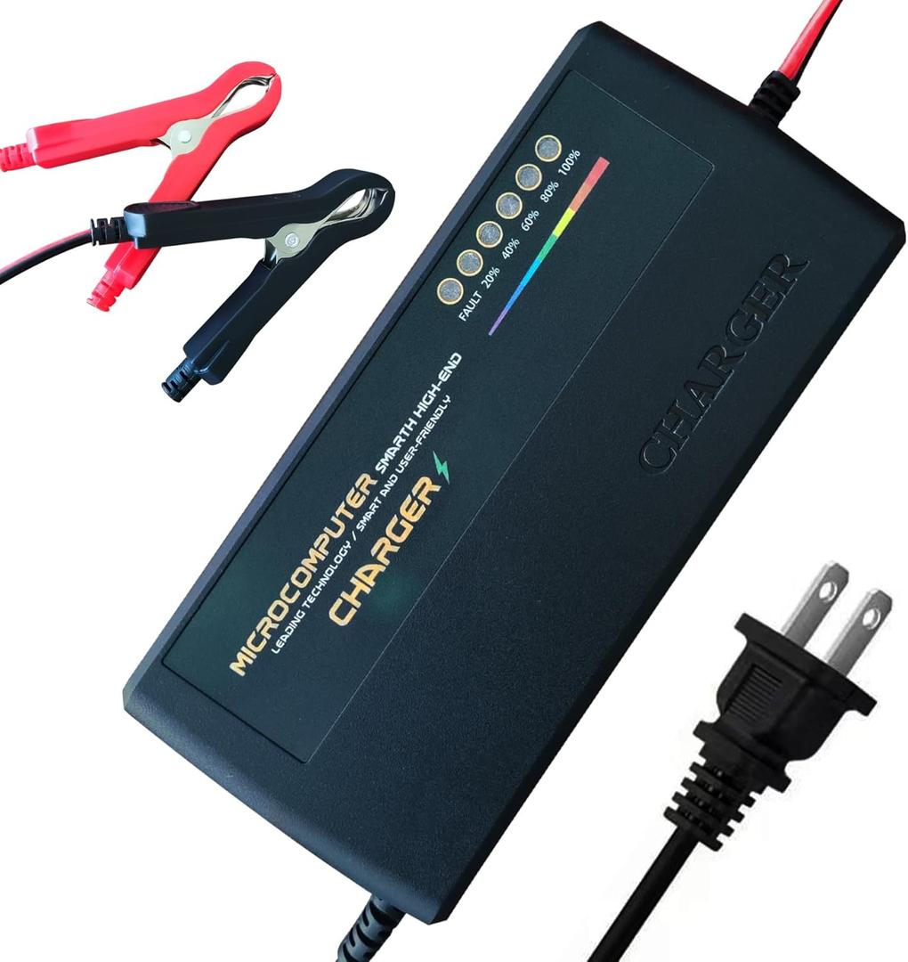 48V Lithium Battery Charger, 58.4V 5A LiFePO4 Battery Charger for Lithium Iron Phosphate Battery, Trickle Charger, Battery Maintainer, Smart Charger with 6 LEDs Disply Cooling Fan Multiple Protection
