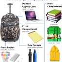 J World Sundance Laptop Rolling Backpack for Girls Boys. Roller Bookbag with Wheels, Green Camo, 20 Inch