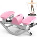Rock Stepper for Exercise at Home, Lateral Rocking Stepper with Digital Counter & Resistance Bands, 330 LBS Weight Capacity & Low Impact, Ski Machine Full Body Workout Equipment (Pink)