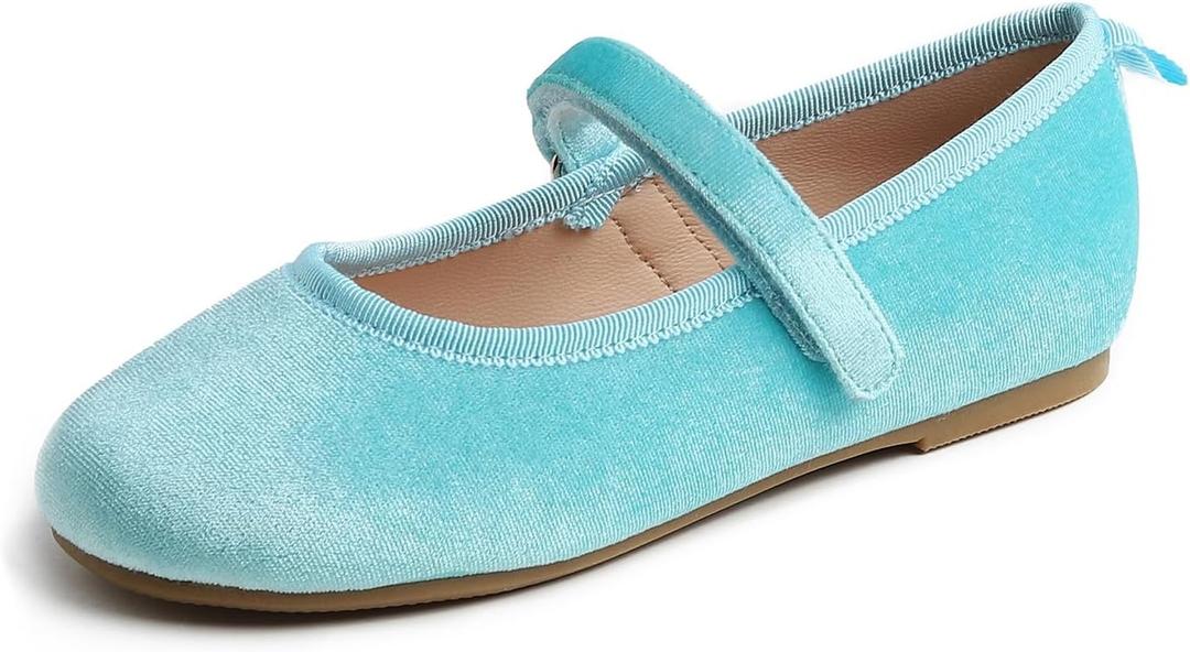 FEVERSOLE Girls Cute Dress Mary Jane Shoes Soft Party Holiday Ballet Flats, Size 3.5