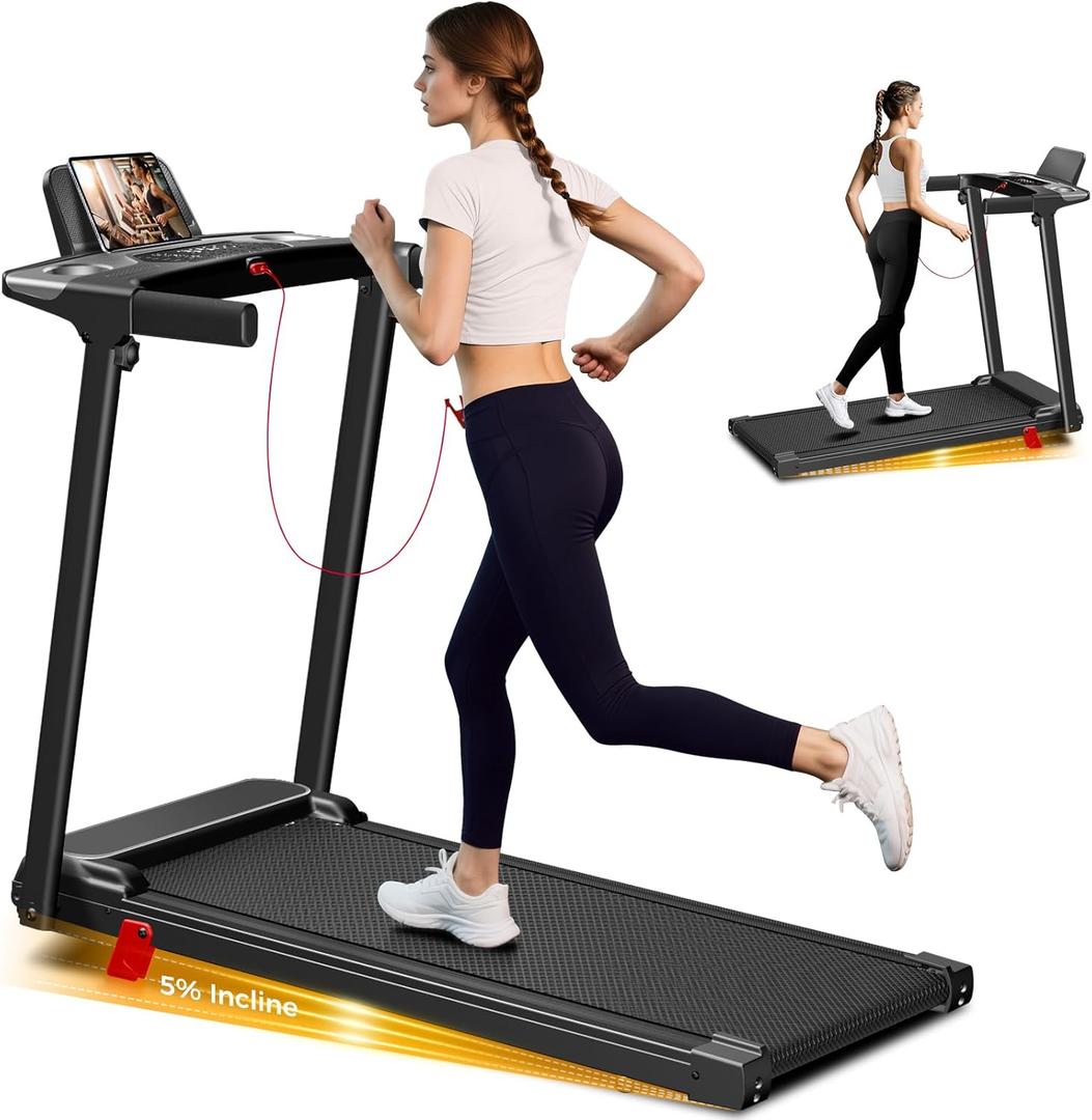 Portable Treadmill with Incline, 3.0HP Walking Pad with Handle Bar, 3-in-1 Foldable Running Electric Treadmill for Home Office Small Space with Quiet Brushless, 300 LBS Capacity