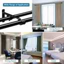 Curtain Rod Bracket, Double Heavy Duty Curtain Rod Hooks 1 Inch Black Curtain Rod Holders Hangers for Wall, 6 Pack Drapery Rods Support Brackets for Drape Poles