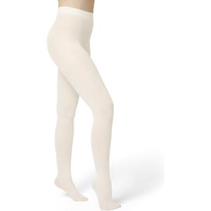 HUE Women's Opaque Tights with Control Top Sheer Rib Chevron Metallic Dotted Backseam Shimmer Diamond, Ivory - Sheer Rib, Medium-Large