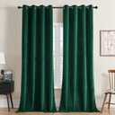 Joydeco Dark Green Velvet Curtains 108 Inches Long, Luxury Grommet Blackout Curtain 2 Panels, Thermal Insulated Privacy Room Darkening Window Drapes for Bedroom Living Room Home Theatre (52Wx108L) (52"W x 108"L (Pack of 2), *Grommet | Dark Green)
