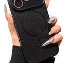 Camera Protection Solid Color Leather Pattern Magnetic Phone Case for iPhone, Compatible with MagSafe (Black,iPhone 17 Pro Max)