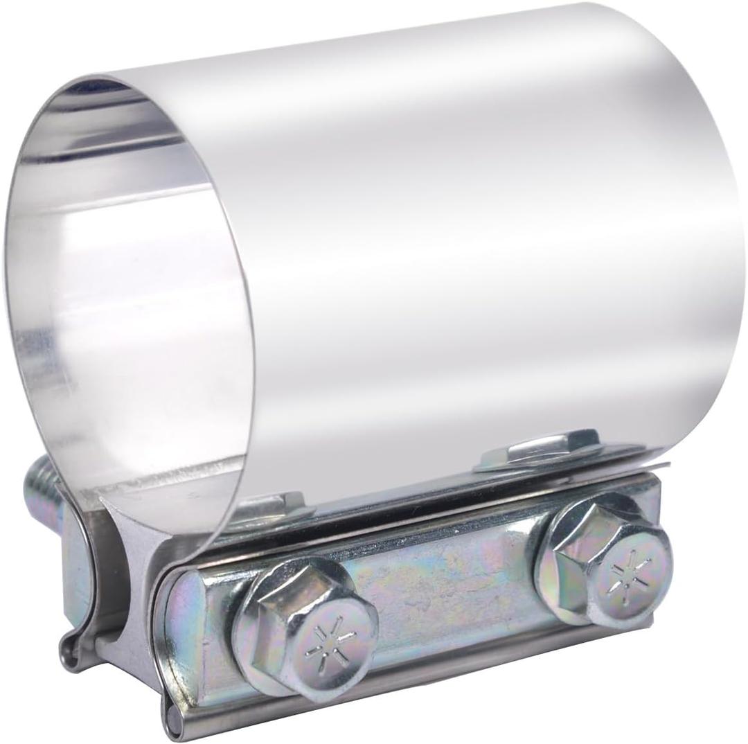 3 inch Exhaust Lap Joint Butt Clamp, Stainless Steel 3" Muffler Band Clamp fit over OD 3 inch Pipes