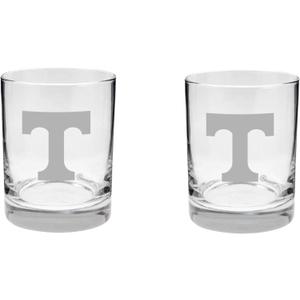 Tennessee Vols 2-Sided, Satin Finish, Rock (or Whiskey) Glass - Set of 2, 14 oz