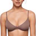 INLYRIC Women's Inbarely Plus Plunge Bra - Unlined Underwire Sexy Demi Balconette Bras (36B, Brown Purple)