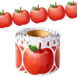 BeYumi Watercolor Apple Border Trim - 65ft Back to School Apple Shape Rolled Border Trim Pastel Watercolor Bulletin Board Set Classroom Office Chalkboard Kindergarten Elementary Home Party Decoration