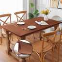 Fitted Spandex Rectangle Tablecloth, Soft Skin Friendly Non Pilling Breathable Fabric Table Cover with Elastic Band for Dining Gathering Party Banquet Decoration 42 x 72 Inch Brown