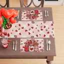 XCHI Roses Flowers Love Hearts Vase Valentines Day Placemats Set of 4 Table Mats for Party Home Kitchen Dining Table Decorations 12x18 Inch