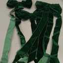 4Pcs Large Green Bows Christmas Decorations, Vintage Velvet Bows for Christmas Tree Outside Decorating, Premade Decorative Ribbon with Twist Tie for Wreath Garland Staircase Front Door 6.9*23.6"