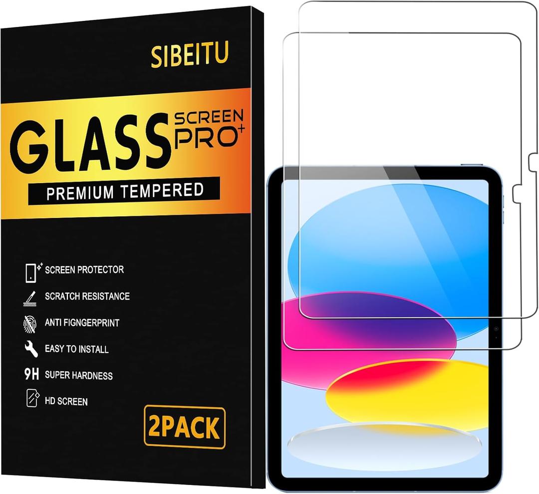 SIBEITU 2 Pack Screen Protector for iPad 11th A16 2025 & 10th Generation 10.9 Inch 2022, HD Clear 9H Hardness Tempered Glass Film Compatible with iPad 11/10 Gen, Scratch Resistent, Touch Sensitive