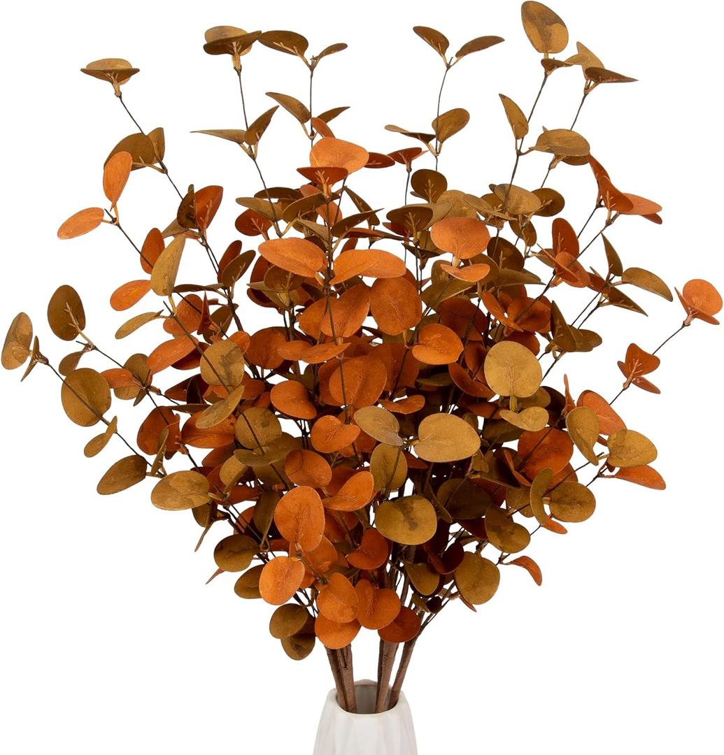 6 Pcs Fall Eucalyptus Leaves Artificial Eucalyptus Stems Fall Leaf Spray Autumn Leaves Fall Decorations for Home Floral Arrangement