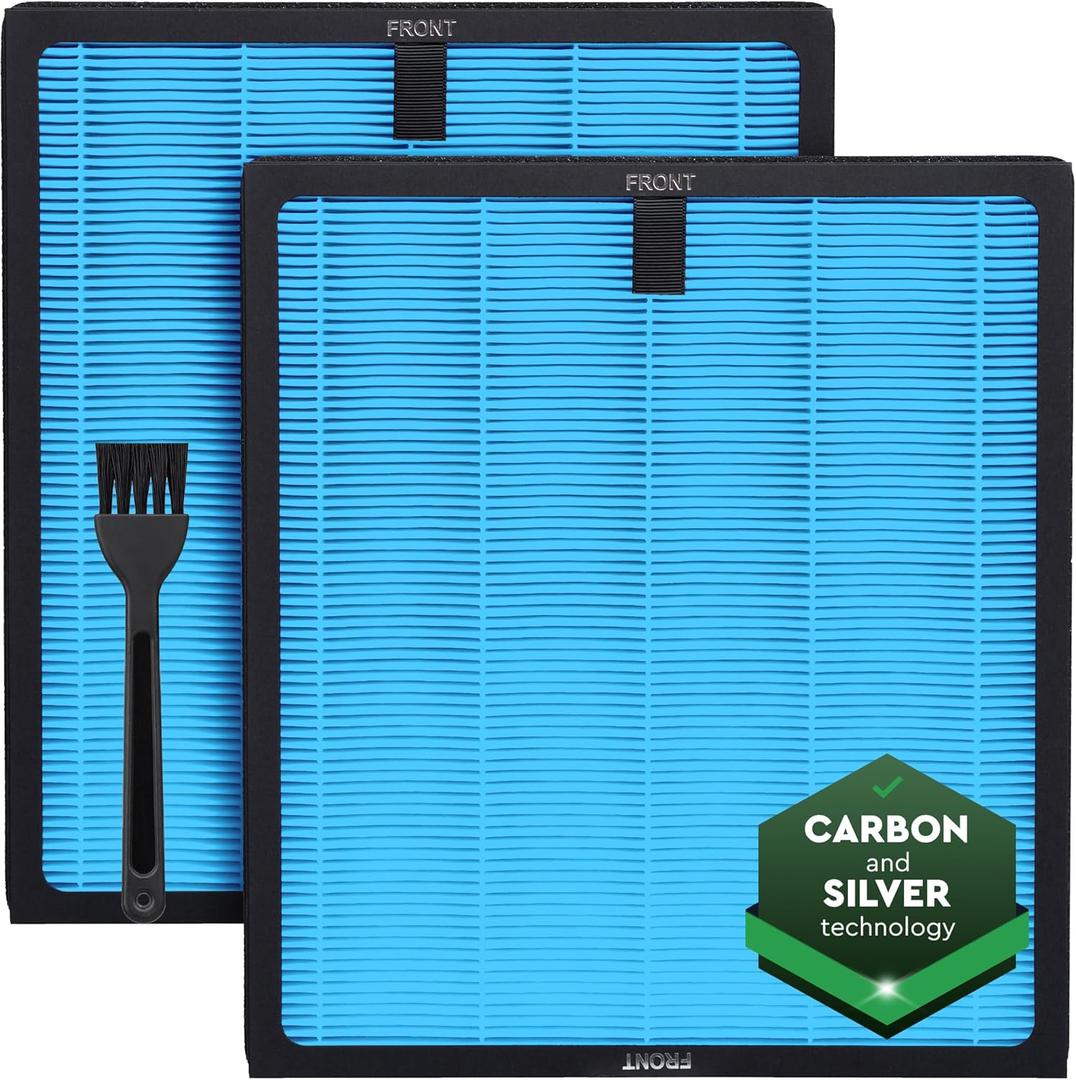VIRELLIX 2 Pack HY4866 True HEPA Replacement Filter Compatible with MORENTO, WESTHEY HY4866, YIOU M1 - Air Purifier Filters, 4 Stage Filtration, 2in1 Carbon & Silver Technology - Blue