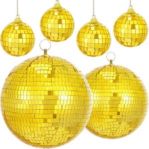 Large Mirror Gold Disco Ball: Bright Hanging Mirror Ball 6 Pcs Reflective Disco Ball - Bars Stages 70s KTV Shows Dance Music Festivals Decoration (10'', 8'', 3.2'')