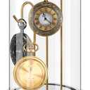 4 x 7 Inch Pocket Watch Glass Display Dome Cloche with 3 Hooks Clear Pocket Watch Display Case Stand Glass Cloche Showcase with Wood Base for Ornaments Medals Collectibles(Walnut and Gold)