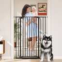 50" Extra Tall Baby Gate No Drilling, Auto Close Dog Gate, Black