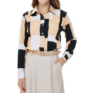 Beninos Women's Casual Blouses Long Sleeve Button Down Shirt (868-1, L) (L)