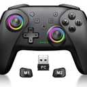 Wireless PC Gaming Controller - Enhanced Wireless Bluetooth Controller with Hall Joysticks & 1000mAh Battery-Game Controller Works for Android/iOS/Steam and Switch 2/1 with Turbo Controller with Programmable (Black-PC)