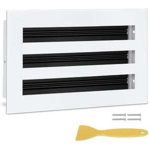 10x6 Modern AC Vent Cover, Decorative White Air Vent (Duct Opening Cutout), All Aluminium Standard Linear Slot Diffuser, Low Noise - Register Grille for Ceiling, Walls & Floors