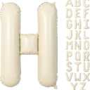 40 Inch Letter Balloons H, G, Y, U, A,  G, Cream White, Self Inflating Beige Customize Helium Balloon Letters H for Women Girls Happy Birthday Oh Baby Shower Party Decoration
