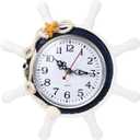 BESPORTBLE Wall Clock Ship Wheel Shape Clock Beach Decorative Wall Watch for Nautical Nursery Room Bedroom Decoration (Random Color)