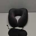 Neck Travel Pillow, Upgraded Memory Foam Pillow for Airplane, Machine Washable, Adjustable Flight Pillow, Suitable for Sleeping Airplane, Car, Office and Home (Black)