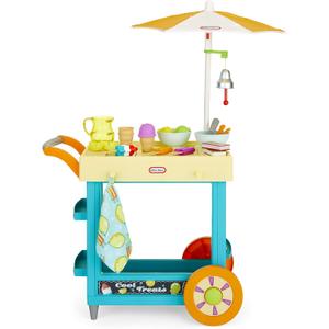 Little Tikes 2-in-1 Lemonade and Ice Cream Stand with 25 Accessories and Chalkboard For Kids Ages 2 plus, 8 X 20 X 18 Inches