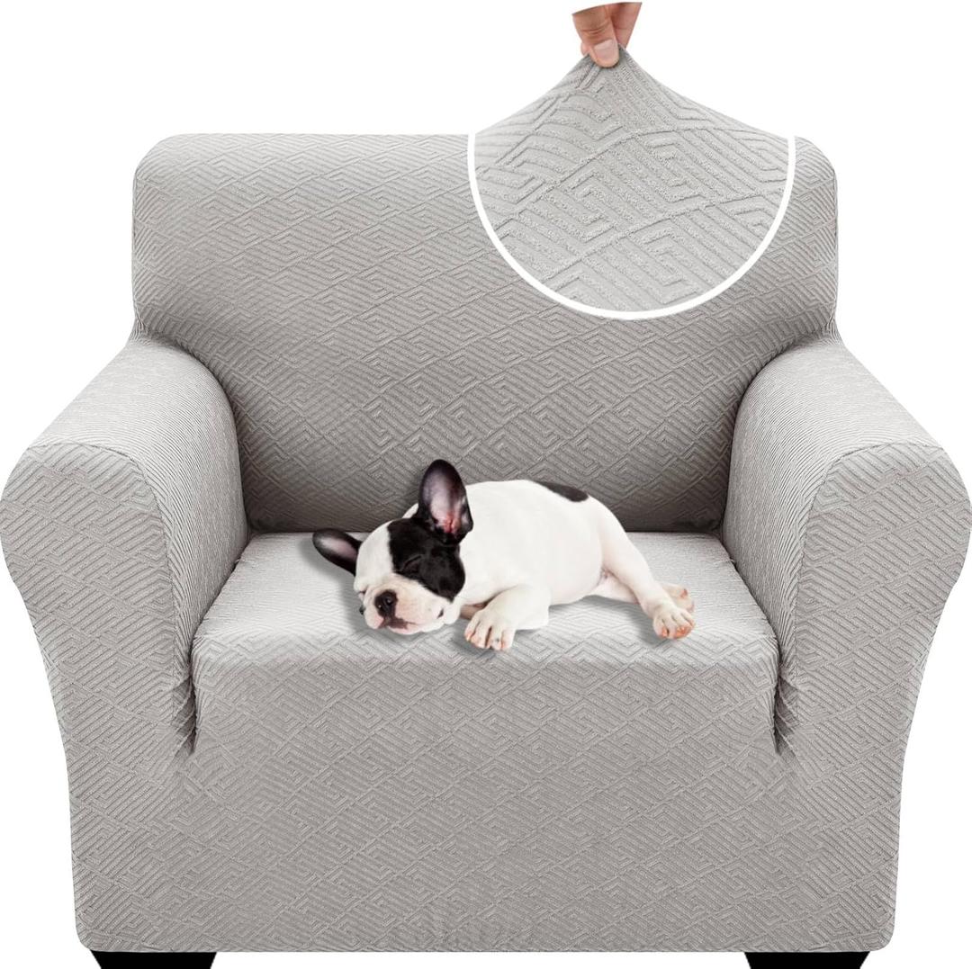 XINEAGE 2026 New Stretch Armchair Covers 1 Piece Chair Slipcovers Chair Protector for Living Room Thick Soft Chair Cover with Elastic Bottom Couch Cover for Pets Kids (31"-46", Silver Grey)