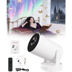 Projector for Books, With Wifi & Bluetooth, 4k HD, Auto Keystone, Low-Latency Mode and 180 Rotation Adapt to Reading or Gaming (1 Pcs)