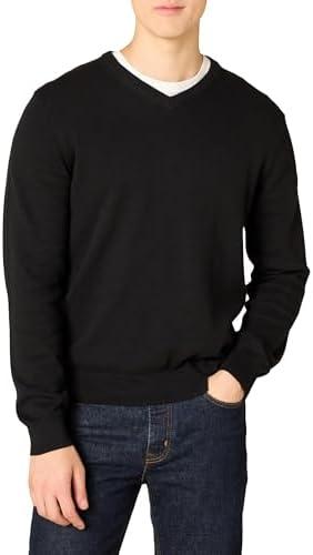 Amazon Essentials Men's V-Neck Pullover Sweater, L, Black