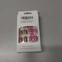 2 x Flower Press on Nails Short Square Fake Nails Pink Gradient False Nails with Design Reusable Acrylic Nail French Tip Glossy Pink Stick on Nail for Women Manicure 24PCS (B11)