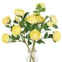Yellow Ranunculus Artificial Flowers,3PCS 18 Heads Realistic Fake Peonies Faux Silk Ranunculus Flowers with Stems for Centerpieces Arrangements Wedding Party Home Decoration(Yellow)