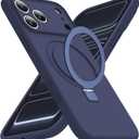 Compatible with iPhone 17 Pro Case with Magnetic Invisible Stand Compatible with Mag-Safe Military Drop Tested Shockproof Silicone iPhone 17 Pro Phone Cases for Women Men 6.3"Dark Blue