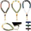 Landical 3 Pack Silicone Beaded Phone Wrist Strap Keychain Bracelet Cute Car Key Chain Hand Free Chain Bracelet for Women(Dark Color)