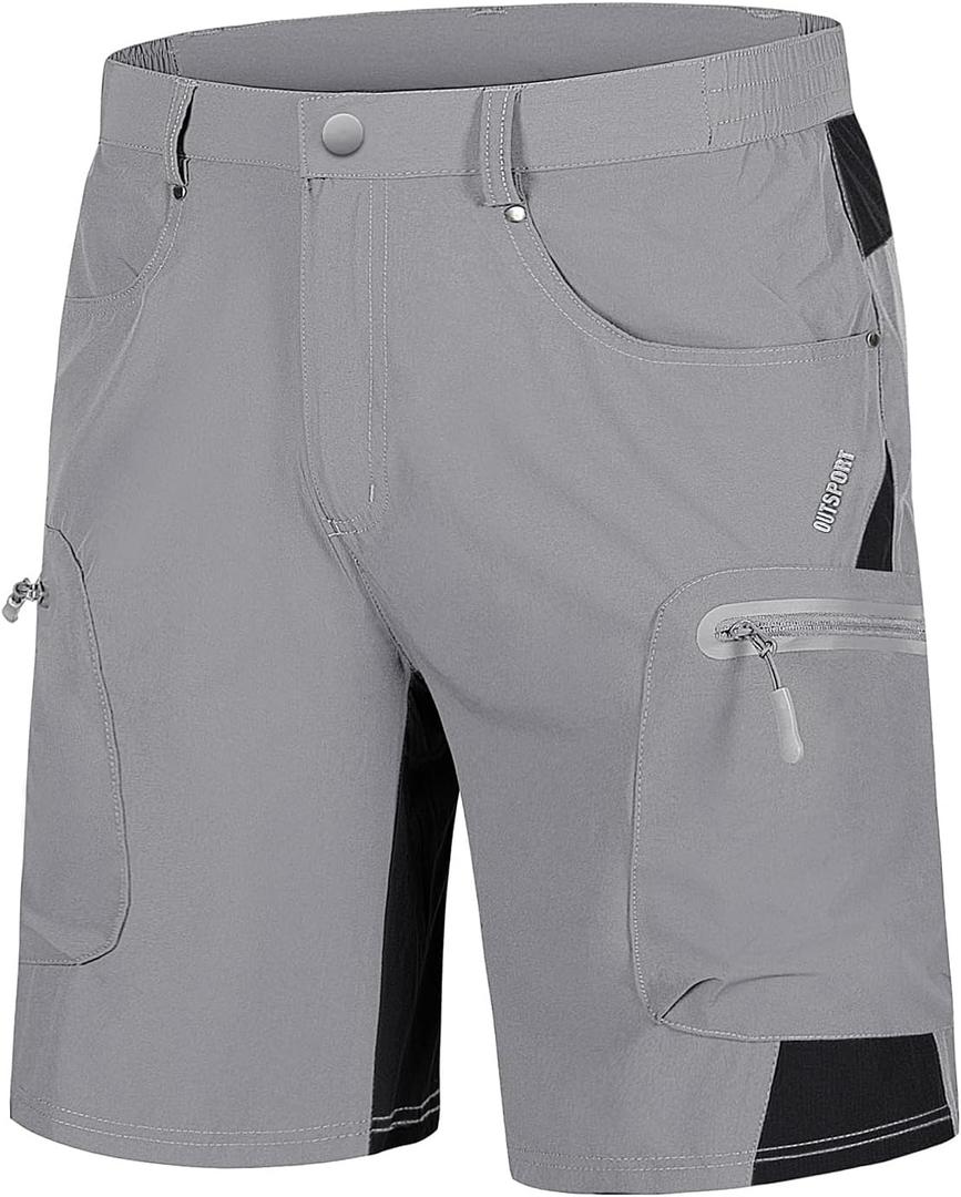 TACVASEN Men's Hiking Cargo Shorts 10" with Zipper Pockets Quick Dry Casual Stretch Golf Work Short Outdoor Summer (Gray) US30
