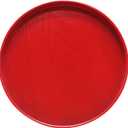 Round Solid Wood Serving Tray, Non-Slip Tea Coffee Snack Plate Food Meals Serving Tray with Raised Edges for Home Kitchen Restaurant(8.2inch,Red)