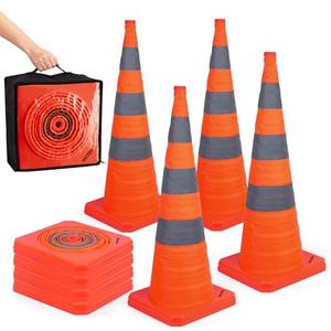 BATTIFE [4 Pack] 36 Inch Collapsible Traffic Safety Cones, Orange Cones, Multi Purpose Pop-up Cones with Reflective Collar, for Road Parking, Driving Practice